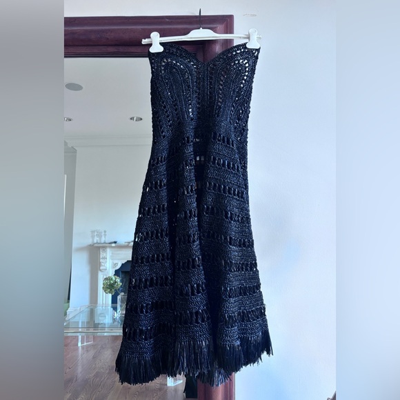 Oscar de la Renta Strapless Crochet Macrame Cocktail Dress - NWTags-size 6/8 - Picture 13 of 15